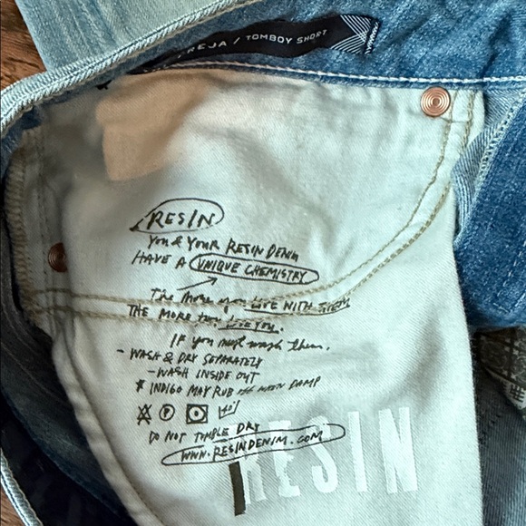 Resin Blue Distressed Jean Shorts - Picture 8 of 8